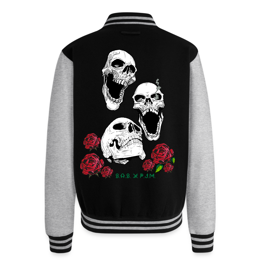 Three Kings Just Hoods Heavyweight Letterman Jacket - black/heather grey