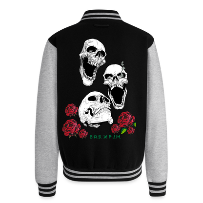 Three Kings Just Hoods Heavyweight Letterman Jacket - black/heather grey