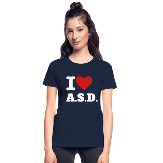 Autism Love Gildan Ultra Cotton Ladies T-Shirt - navy