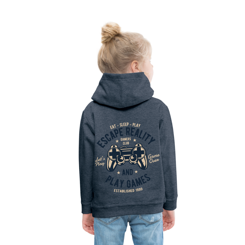 Escape Reality Video Gamer Kids‘ Premium Hoodie - heather denim