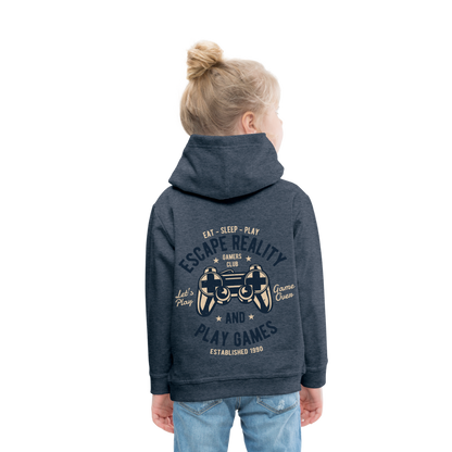 Escape Reality Video Gamer Kids‘ Premium Hoodie - heather denim