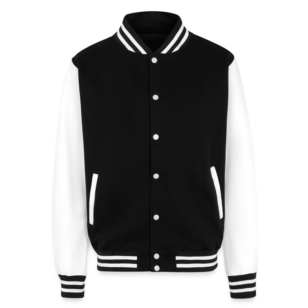Go with the Flow Just Hoods Heavyweight Letterman Jacket - black/white