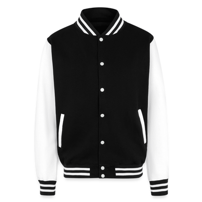 Go with the Flow Just Hoods Heavyweight Letterman Jacket - black/white