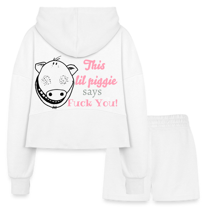 A piggie once told me Women’s Cropped Hoodie & Jogger Short Set - white