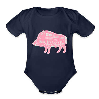Sweet Piggie Organic Short Sleeve Baby Bodysuit | Spreadshirt 401 - dark navy
