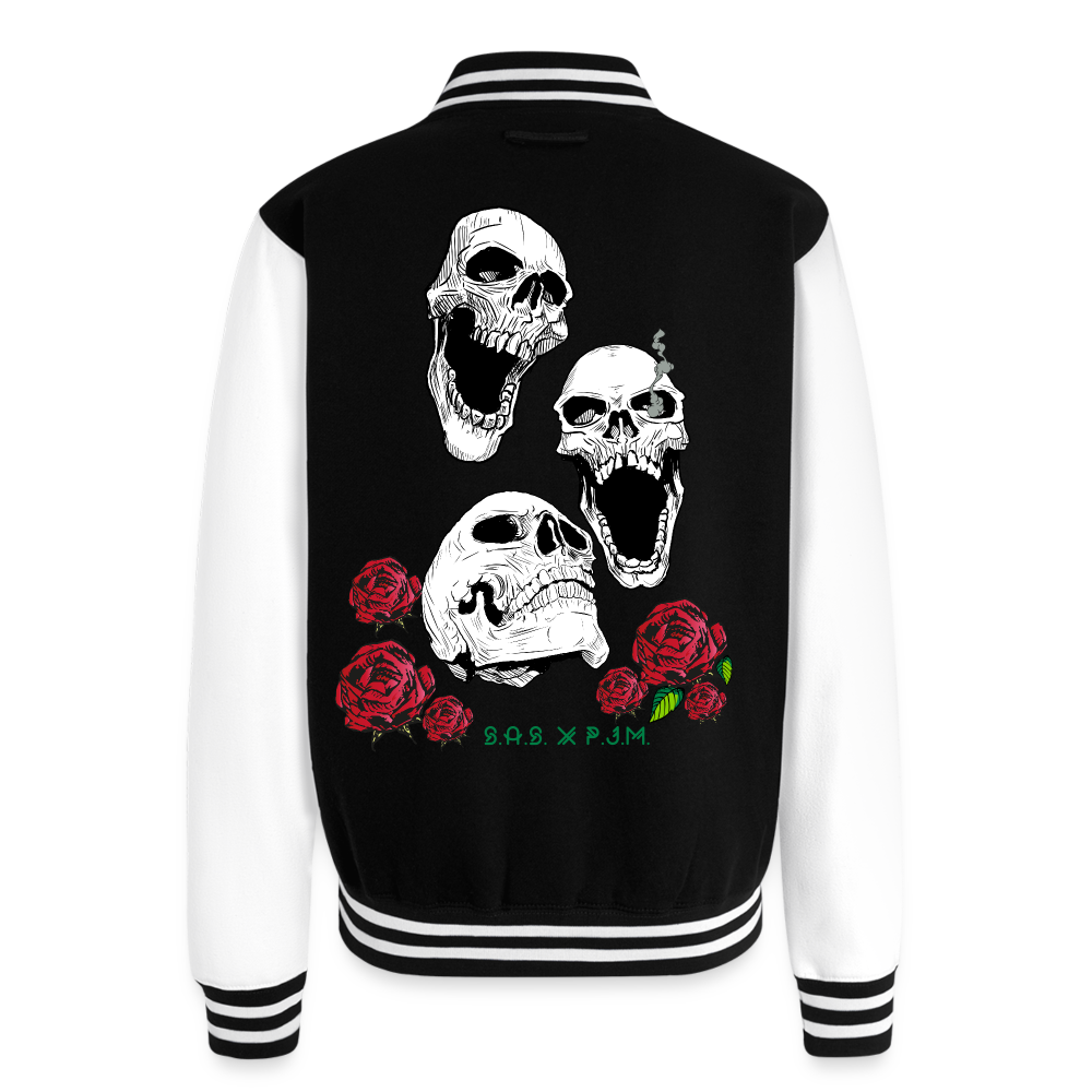 Three Kings Just Hoods Heavyweight Letterman Jacket - black/white