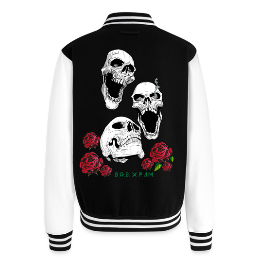 Three Kings Just Hoods Heavyweight Letterman Jacket - black/white