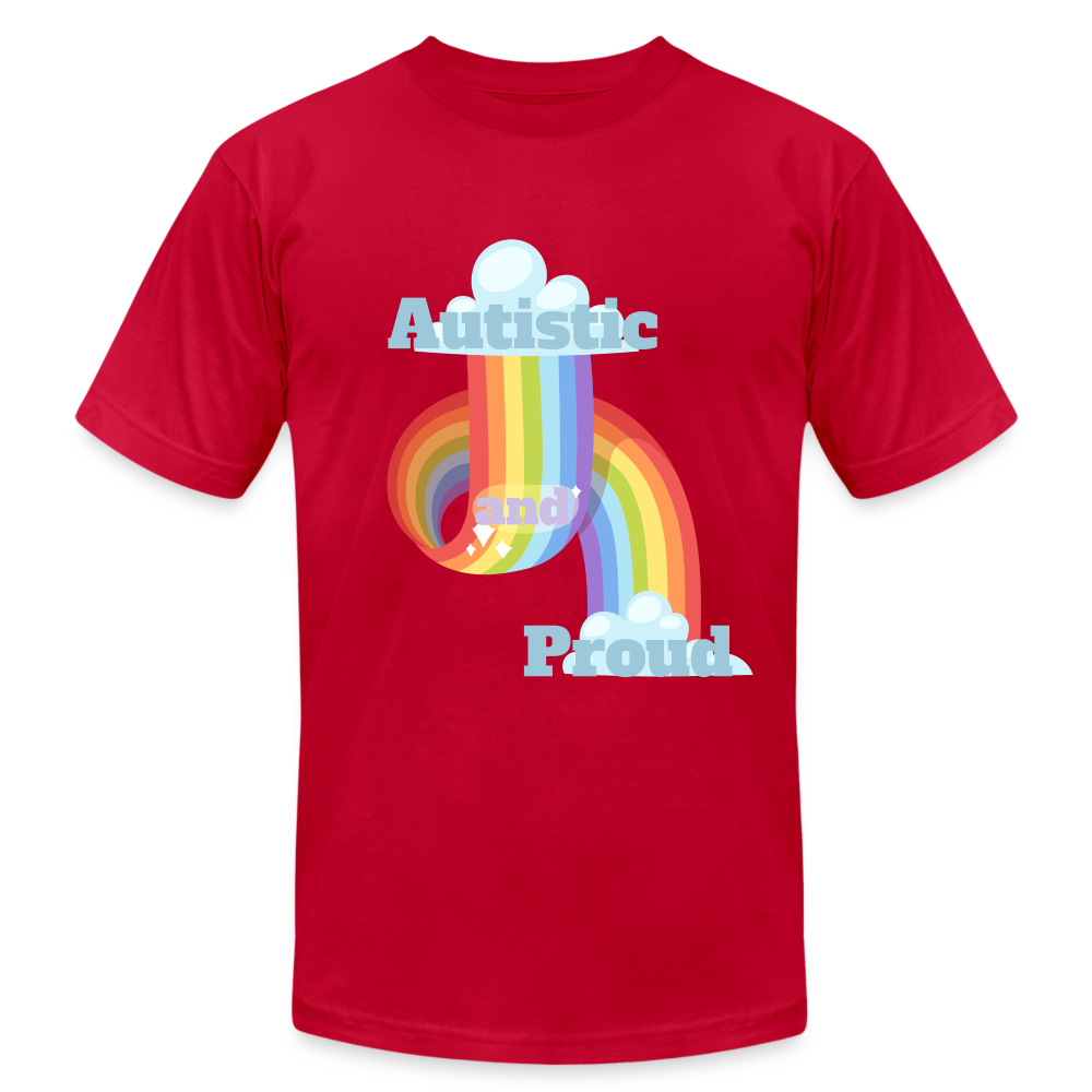 Autistic and Proud Unisex Jersey T-Shirt | Bella + Canvas - red