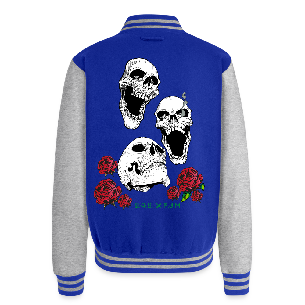 Three Kings Just Hoods Heavyweight Letterman Jacket - royal/heather grey