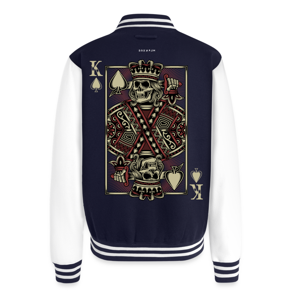 Terri's Kingdom Just Hoods Heavyweight Letterman Jacket - navy/white