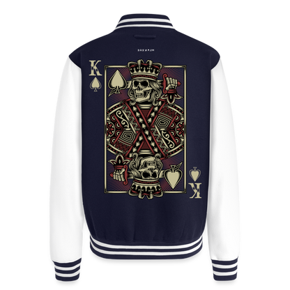 Terri's Kingdom Just Hoods Heavyweight Letterman Jacket - navy/white