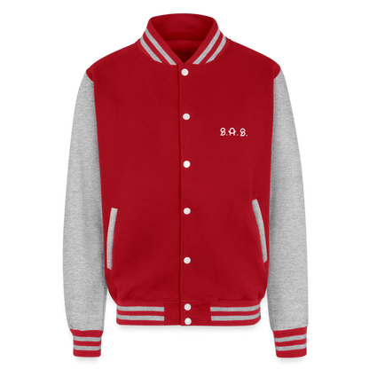 Freedom Rings Loud Just Hoods Heavyweight Letterman Jacket - red/heather grey