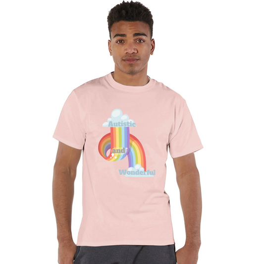 Autistic and Wonderful Champion Unisex T-Shirt - blush pink 
