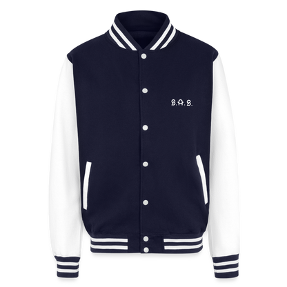 Freedom Rings Loud Just Hoods Heavyweight Letterman Jacket - navy/white