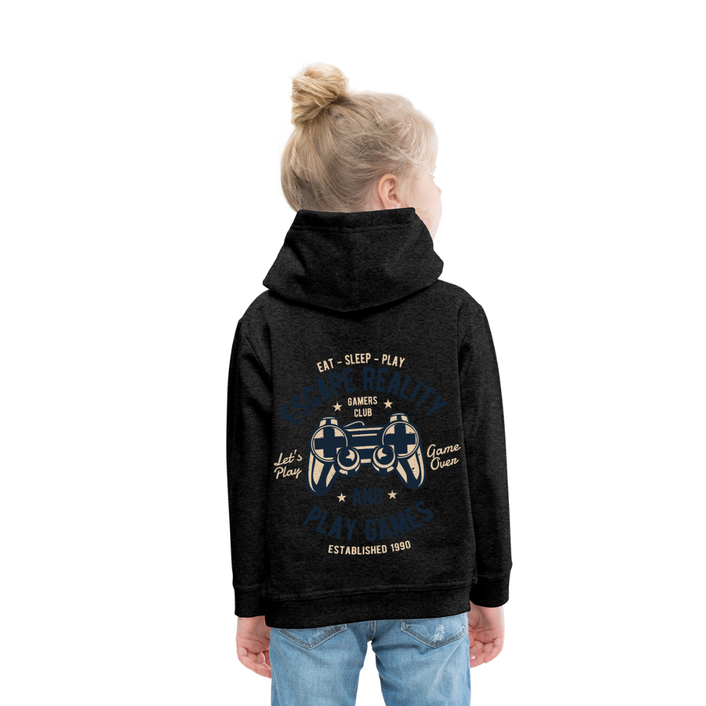 Escape Reality Video Gamer Kids‘ Premium Hoodie - charcoal grey