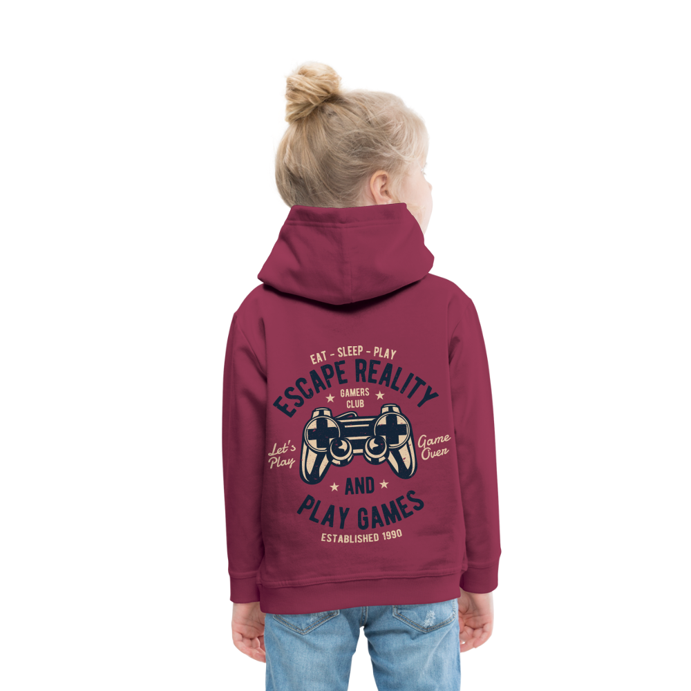 Escape Reality Video Gamer Kids‘ Premium Hoodie - burgundy