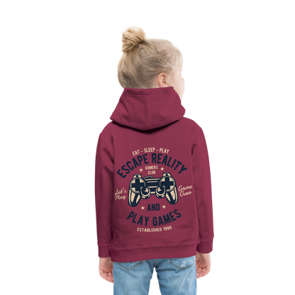 Escape Reality Video Gamer Kids‘ Premium Hoodie - burgundy