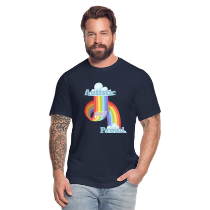 Autistic and Proud Unisex Jersey T-Shirt | Bella + Canvas - navy