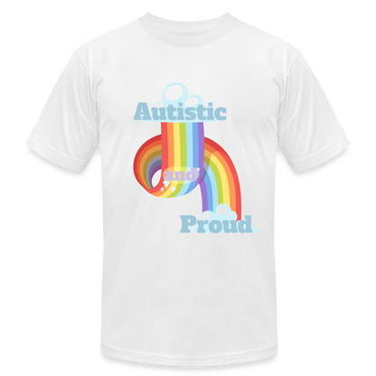 Autistic and Proud Unisex Jersey T-Shirt | Bella + Canvas - white