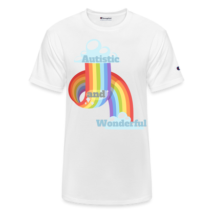 Autistic and Wonderful Champion Unisex T-Shirt - white