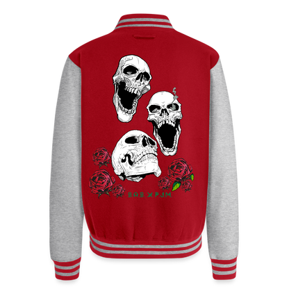Three Kings Just Hoods Heavyweight Letterman Jacket - red/heather grey
