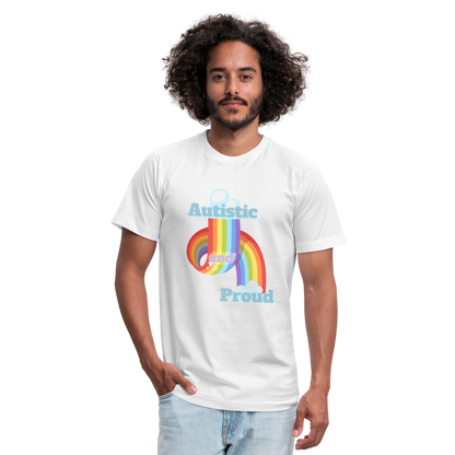 Autistic and Proud Unisex Jersey T-Shirt | Bella + Canvas - white