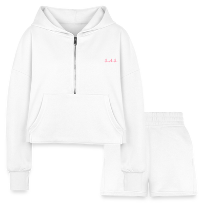 A piggie once told me Women’s Cropped Hoodie & Jogger Short Set - white