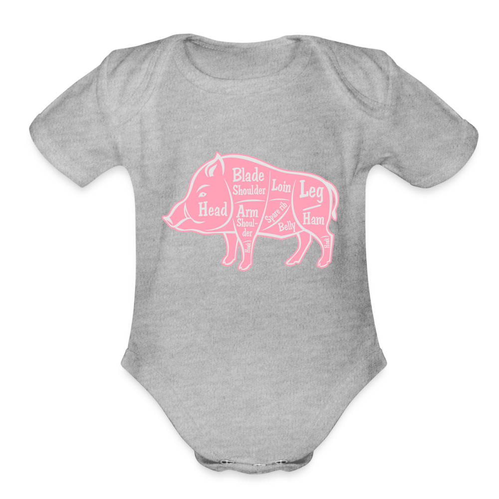 Sweet Piggie Organic Short Sleeve Baby Bodysuit | Spreadshirt 401 - heather grey
