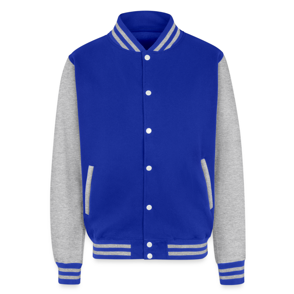Go with the Flow Just Hoods Heavyweight Letterman Jacket - royal/heather grey