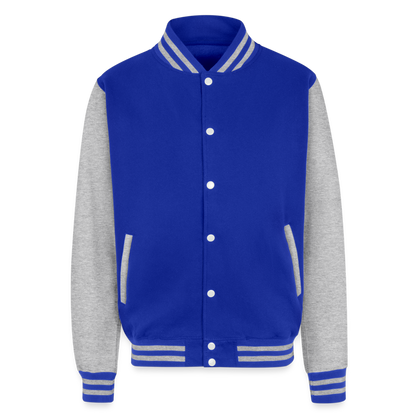 Go with the Flow Just Hoods Heavyweight Letterman Jacket - royal/heather grey