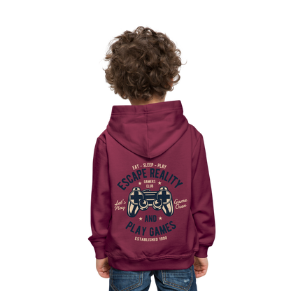 Escape Reality Video Gamer Kids‘ Premium Hoodie - burgundy