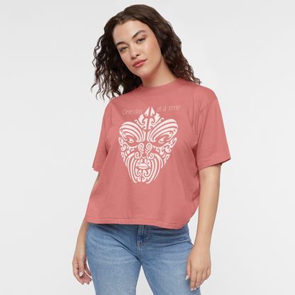 Tribal Face Women's Boxy Tee - mauve