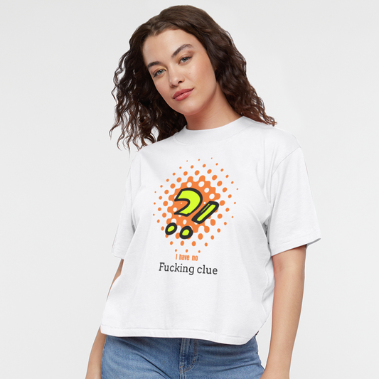 No Clue Women's Boxy Tee - white