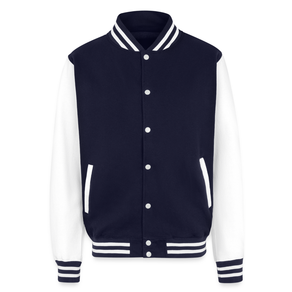 Go with the Flow Just Hoods Heavyweight Letterman Jacket - navy/white