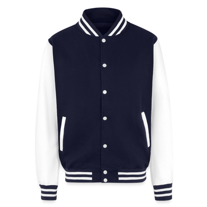 Go with the Flow Just Hoods Heavyweight Letterman Jacket - navy/white