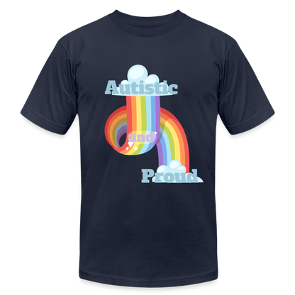 Autistic and Proud Unisex Jersey T-Shirt | Bella + Canvas - navy