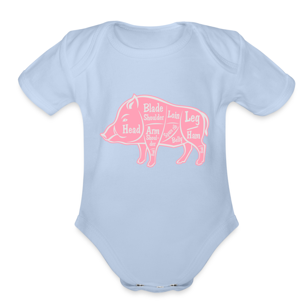 Sweet Piggie Organic Short Sleeve Baby Bodysuit | Spreadshirt 401 - sky