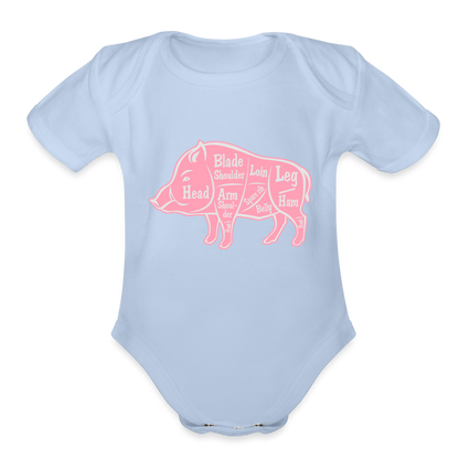 Sweet Piggie Organic Short Sleeve Baby Bodysuit | Spreadshirt 401 - sky