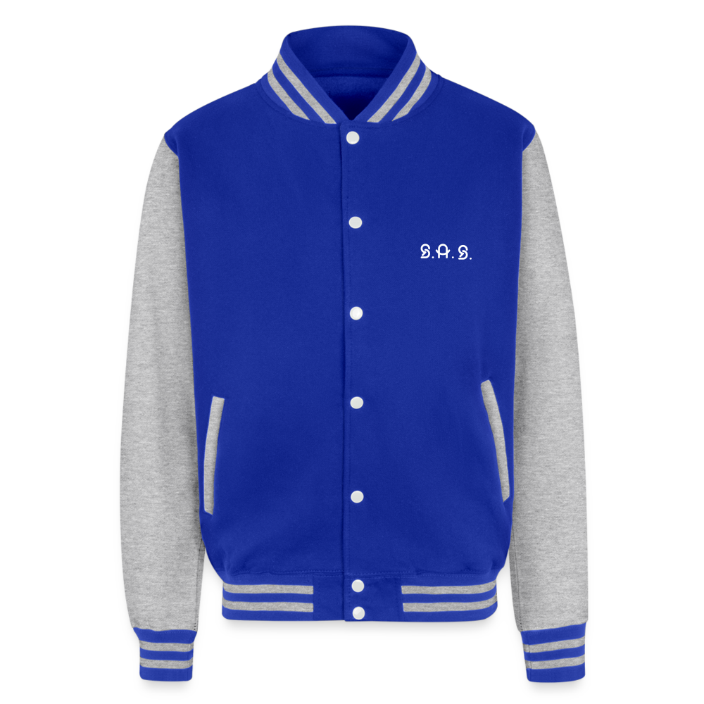 Freedom Rings Loud Just Hoods Heavyweight Letterman Jacket - royal/heather grey