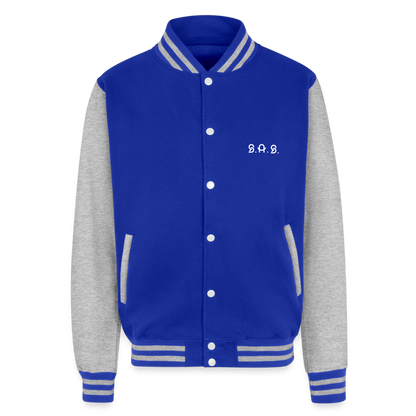Freedom Rings Loud Just Hoods Heavyweight Letterman Jacket - royal/heather grey