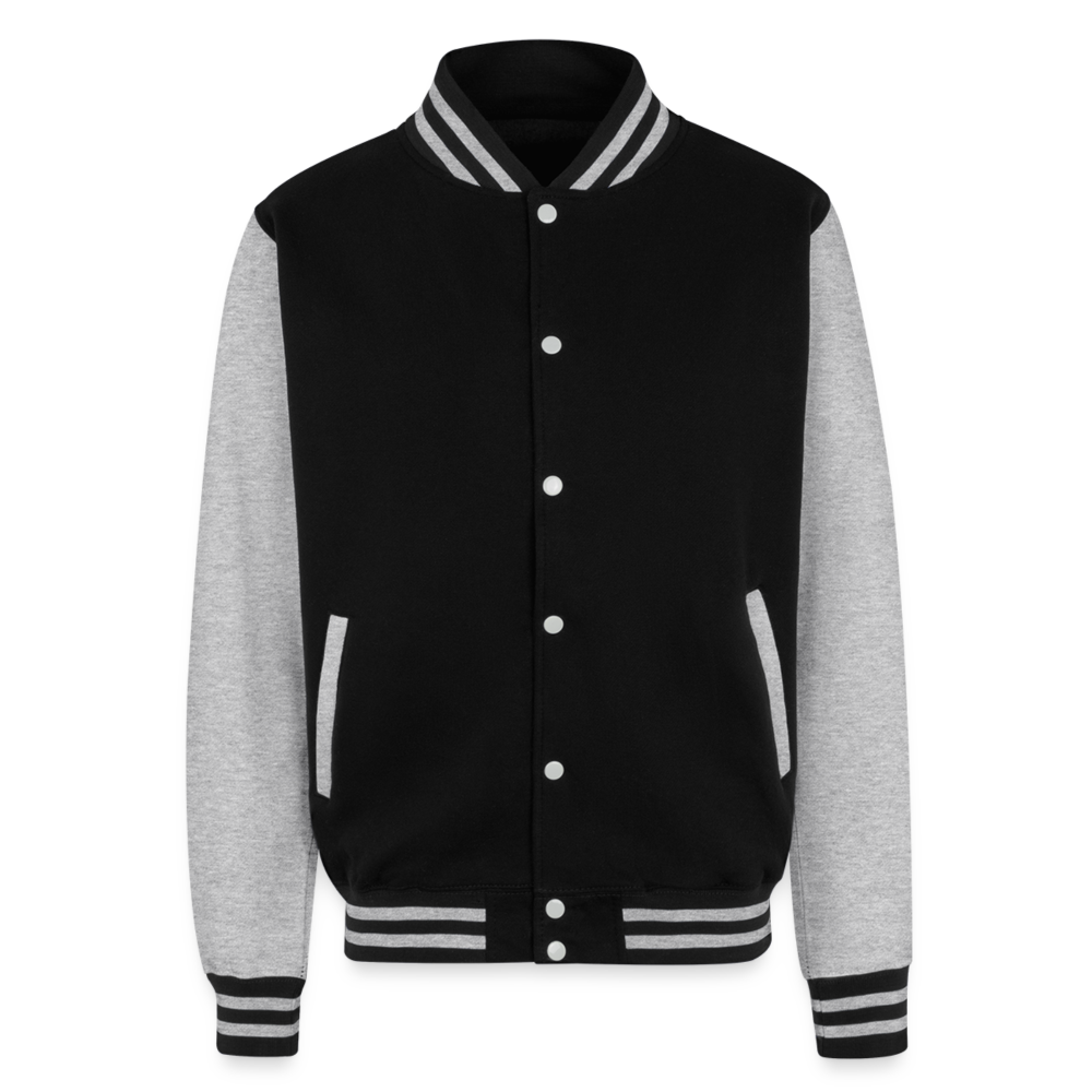 Go with the Flow Just Hoods Heavyweight Letterman Jacket - black/heather grey