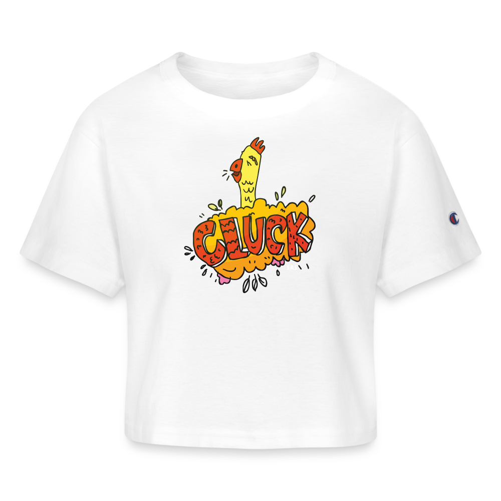 cluck Champion Women’s Cropped T-Shirt - white