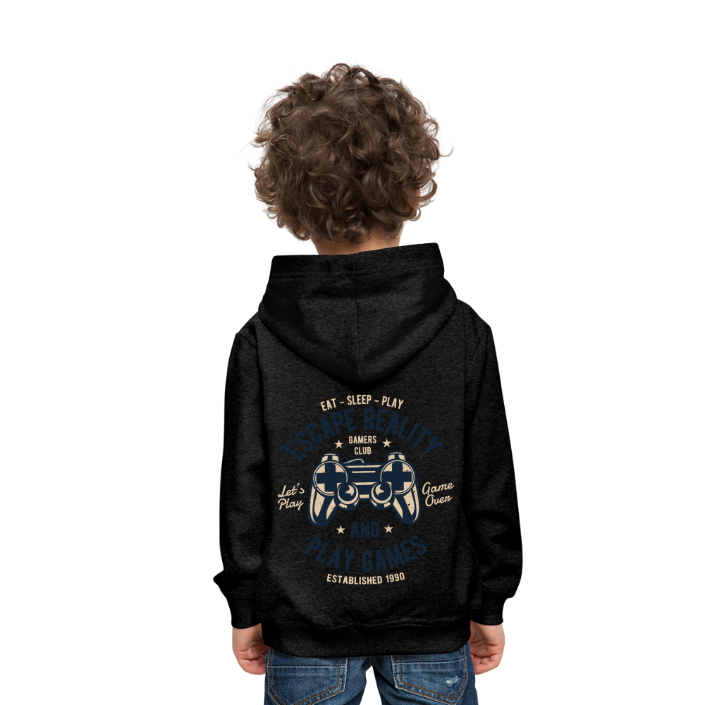 Escape Reality Video Gamer Kids‘ Premium Hoodie - charcoal grey