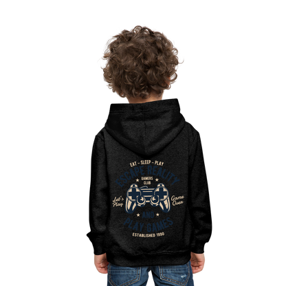 Escape Reality Video Gamer Kids‘ Premium Hoodie - charcoal grey