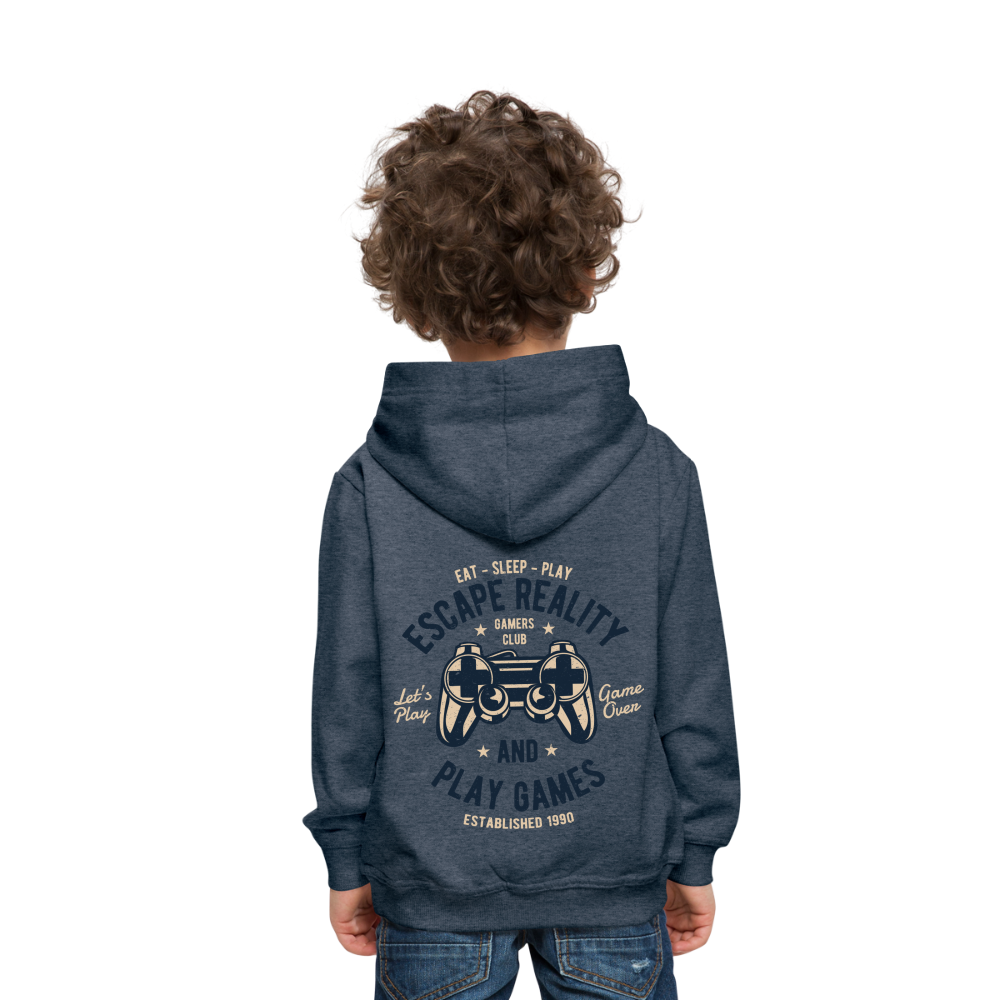 Escape Reality Video Gamer Kids‘ Premium Hoodie - heather denim