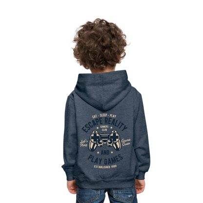 Escape Reality Video Gamer Kids‘ Premium Hoodie - heather denim