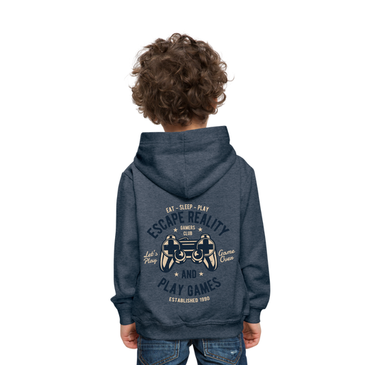 Escape Reality Video Gamer Kids‘ Premium Hoodie - heather denim