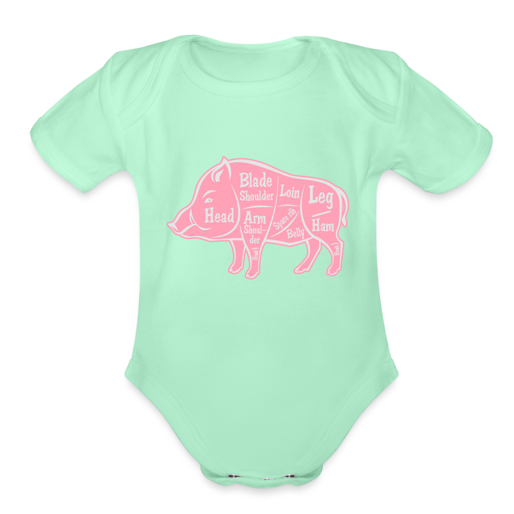 Sweet Piggie Organic Short Sleeve Baby Bodysuit | Spreadshirt 401 - light mint