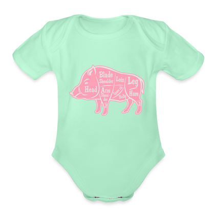 Sweet Piggie Organic Short Sleeve Baby Bodysuit | Spreadshirt 401 - light mint