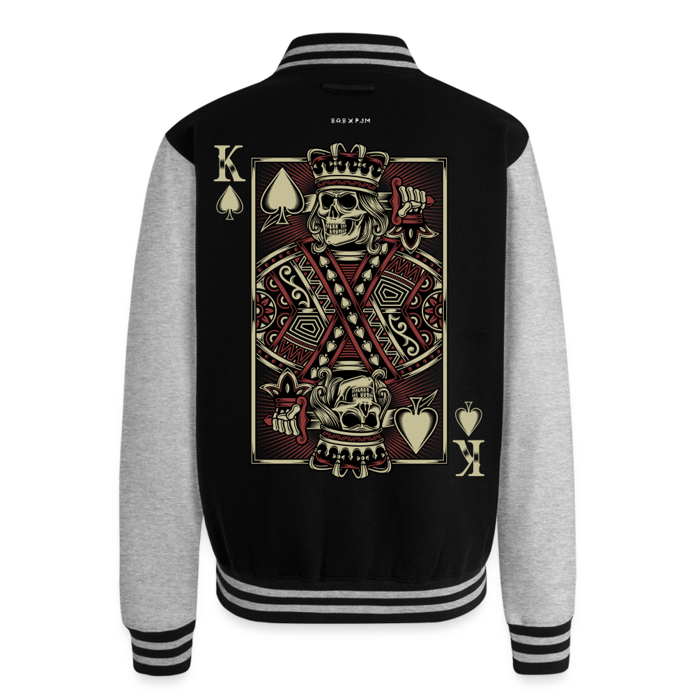 Terri's Kingdom Just Hoods Heavyweight Letterman Jacket - black/heather grey